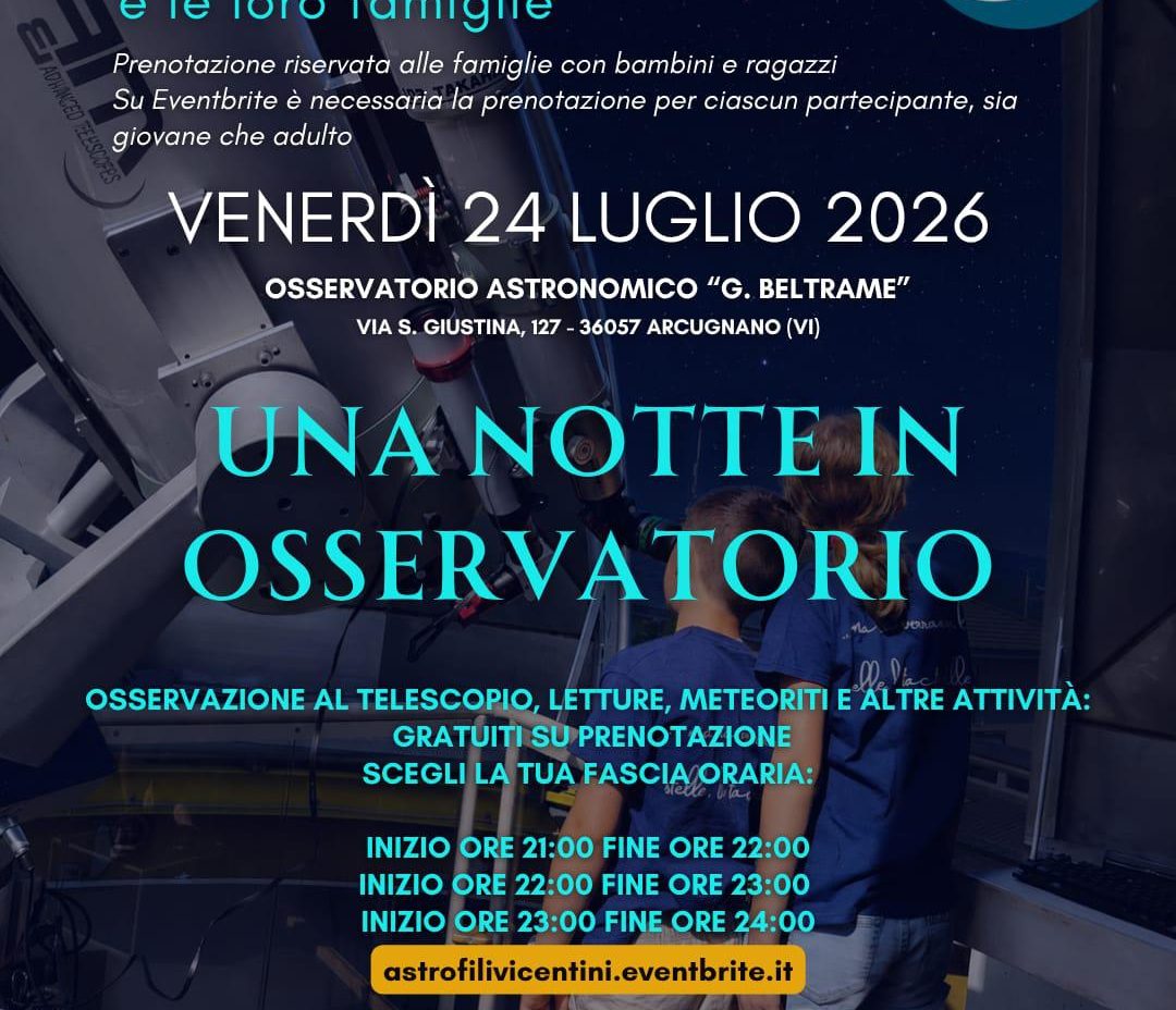 Una notte in Osservatorio — per giovani astrofili e le loro famiglie
